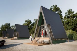 A-frame с зеленой стеной