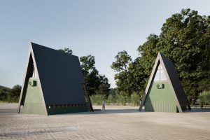 A-frame с зеленой стеной